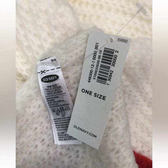 NWT OLD NAVY Ivory/RedSoft-Brushed Shaker-Stitch Scarf Creme de la Creme - Picture 2 of 8